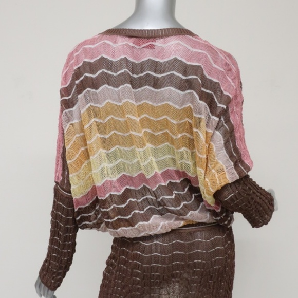 Missoni Knit Top Brown/Multi Zig Zag Size 44 - Picture 4 of 5